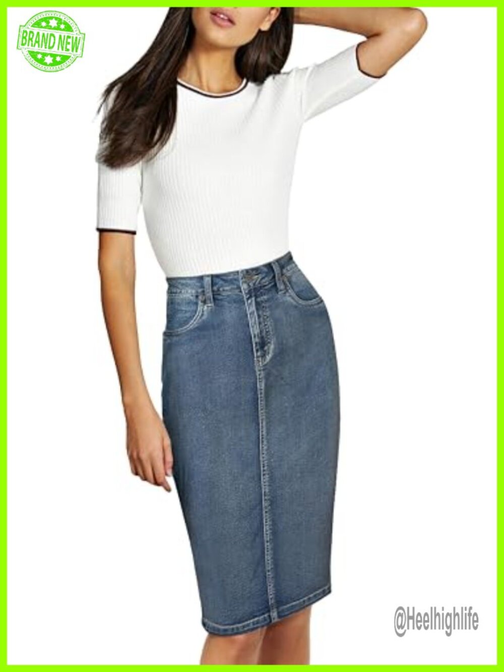 Women's Stretch Denim Pencil Skirt & A-Line Mini Skirt Set with Pockets